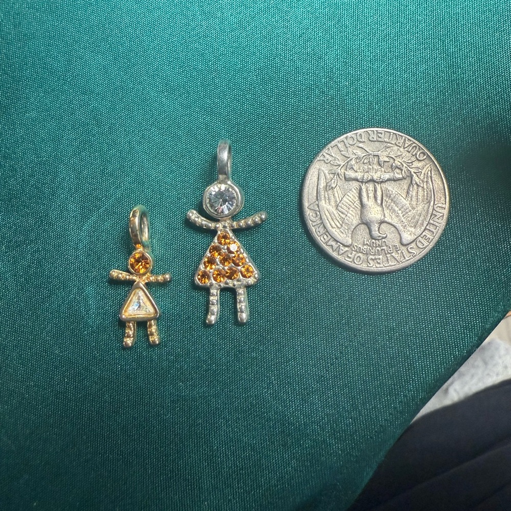 2 Gold And Silver‎ Tones November Birth stone Girl Pendants